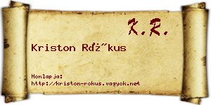 Kriston Rókus névjegykártya